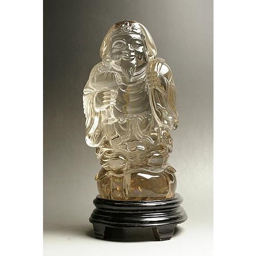 恵比寿天、大黒天 天然水晶の彫刻