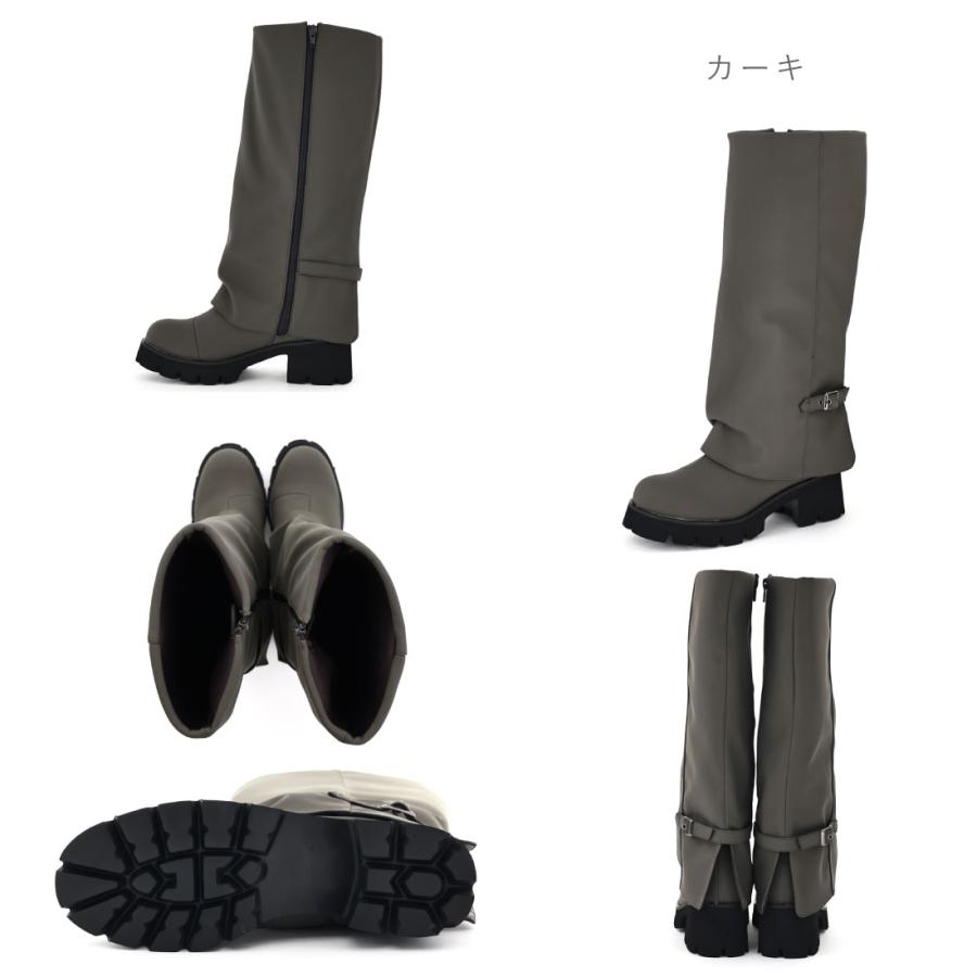 byあしながおじさん レディース ブーツ 軽量 ルーズロングブーツ 8990029 カバーブーツ Y2K 軽い 厚底 履きやすい サイドファスナー かわいい シンプル 疲れにくい バックル byあしながおじさん レディース ブーツ 軽量 ルーズロングブーツ
