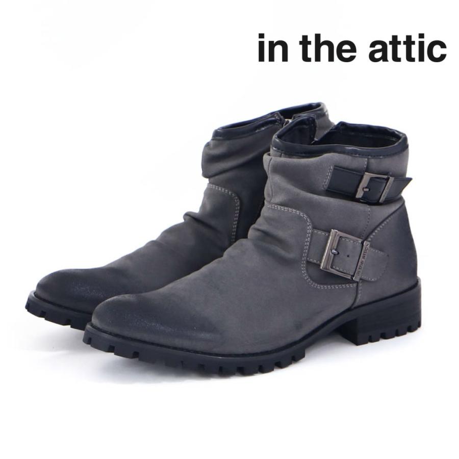 in the attic（インジアティック） メンズ ブーツ ムラスエード