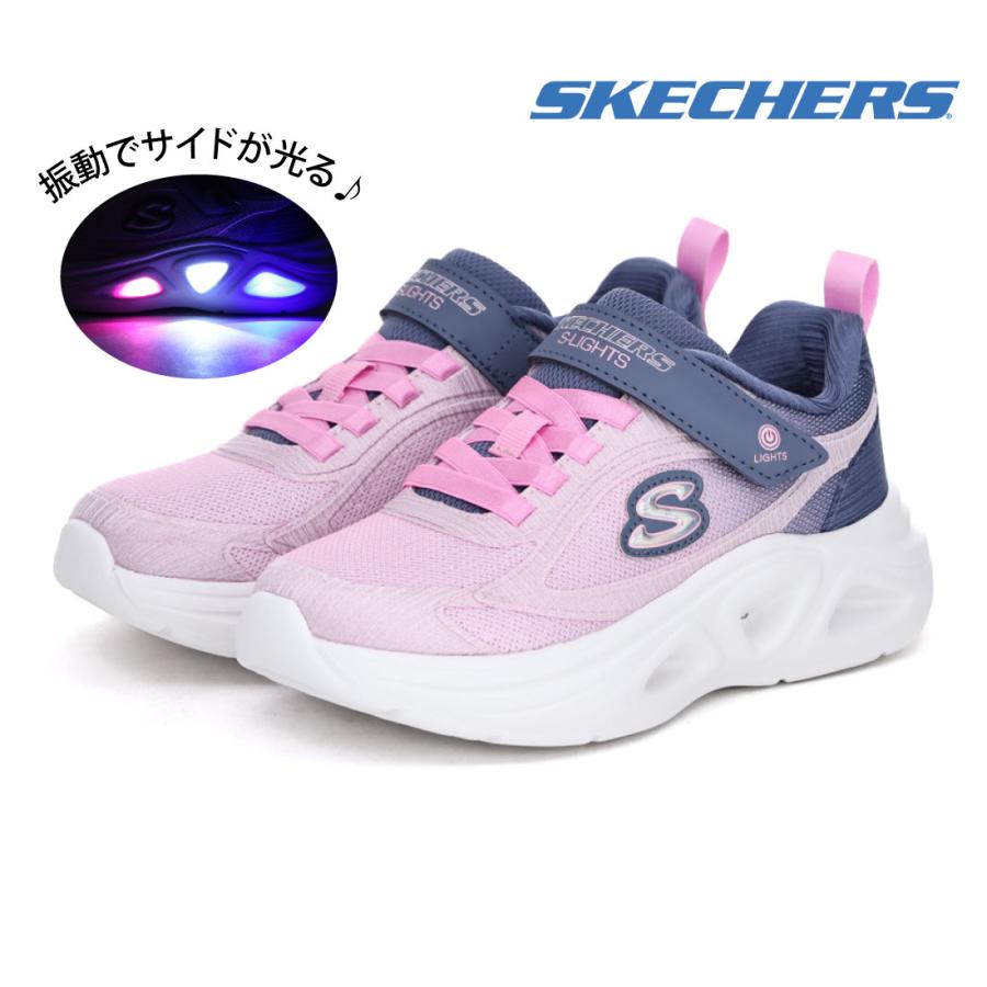 スケッチャーズ SKECHERS キッズ ジュニア スニーカー Sライツケッチャーズ ソラ グロー 2.0 ダズル ステップス 303729L 光る靴 子供靴 女の子 マジックテープの画像