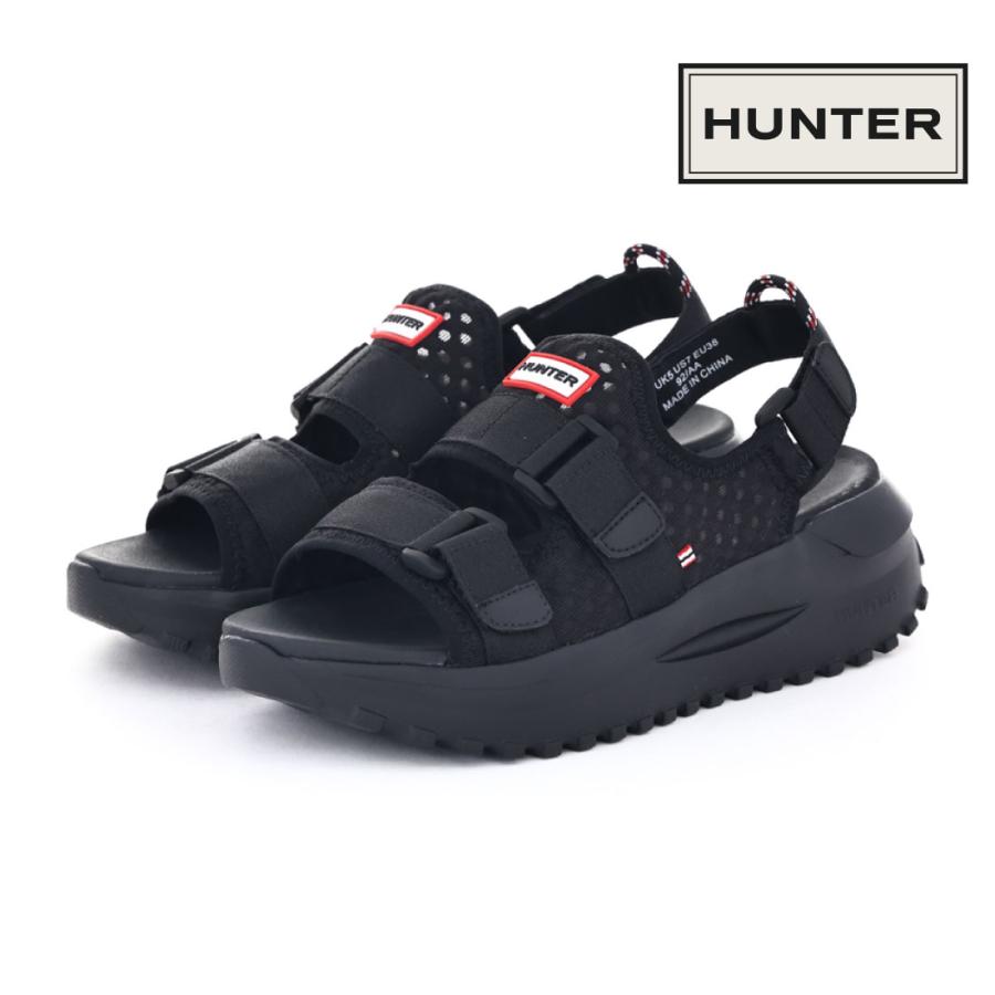n*i様 HUNTER スポーツサンダル ブラック HUNTER（ハンター） レディース サンダル トラベル フロー ダブル
