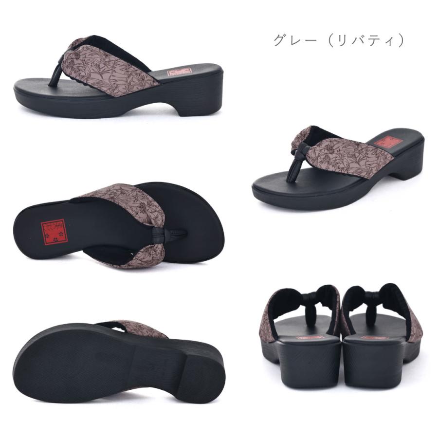 レディース サンダル 鼻緒 和柄サンダル 和柄サンダル 浴衣 夏祭り 日本製 花柄 下駄風 ちりめん 和装 つっかけ 桜 花柄 美杉 リゾート 4.5cmヒール misugi |  | 14