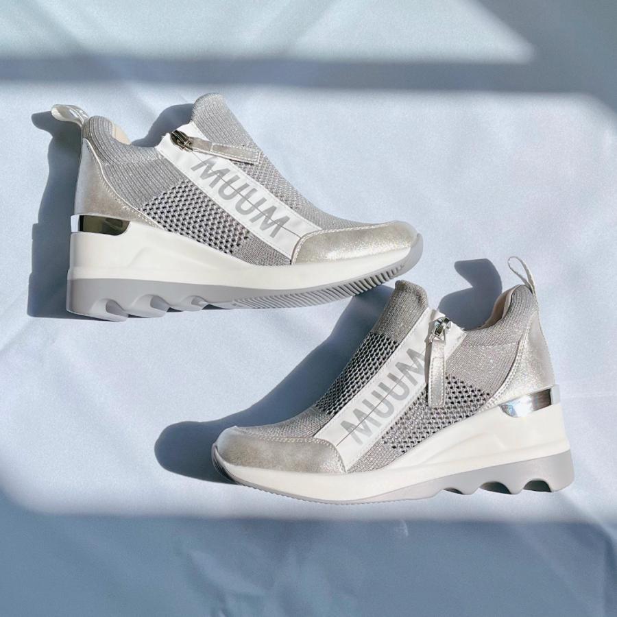 MUUM（ムーム） レディース スニーカー ファスナーニット ウェッジ