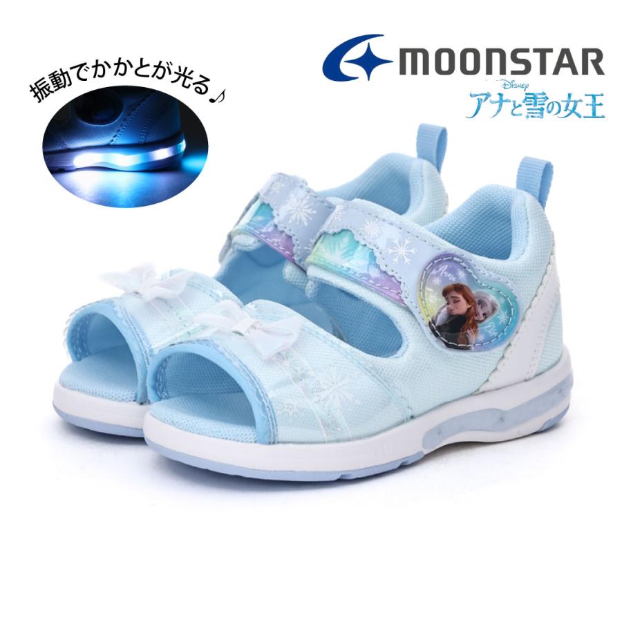 ムーンスター moonstar キッズ サンダル ディズニープリンセス DN C1373LE C1374LE C1375LE 光る靴 女の子 男の子 子供靴 アリエル ラプンツェル スティッチ アの画像