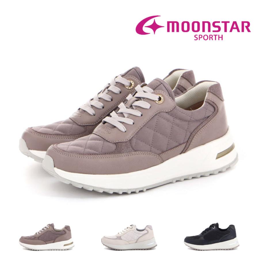 ムーンスター moonstar レディース スニーカー スポルス SP0801 本革 スリッポン 3E 幅広 ワイド ゆったり 外反母趾 衝撃吸収 撥水 ムーンスター moonstar レディース スニーカー スポルス SP0801 本革