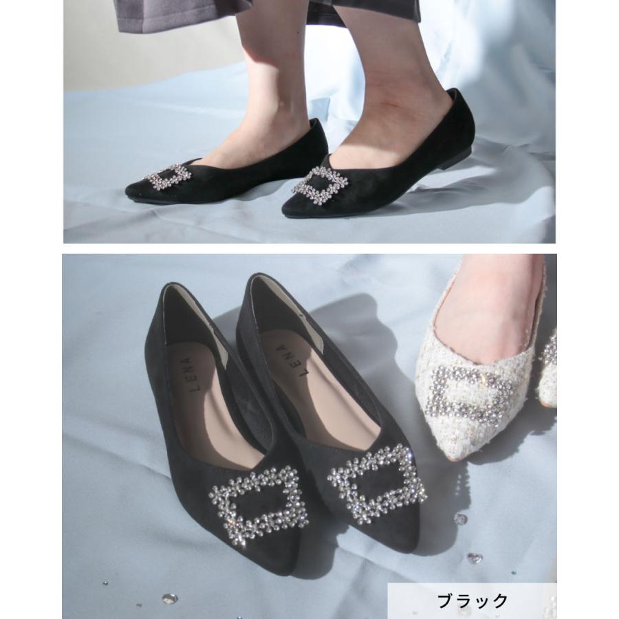 Lena（レナ） レディース パンプス ポインテッドトゥ ビジュー