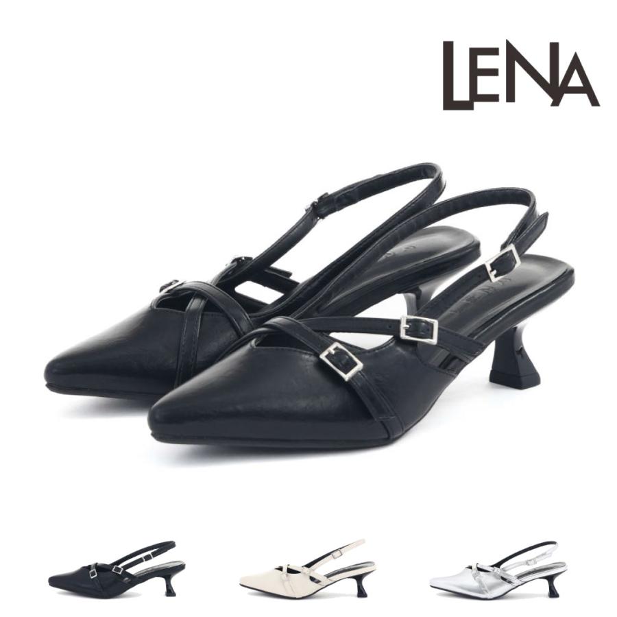 Lena（レナ） レディース パンプス ポインテッドトゥ クロスストラップ