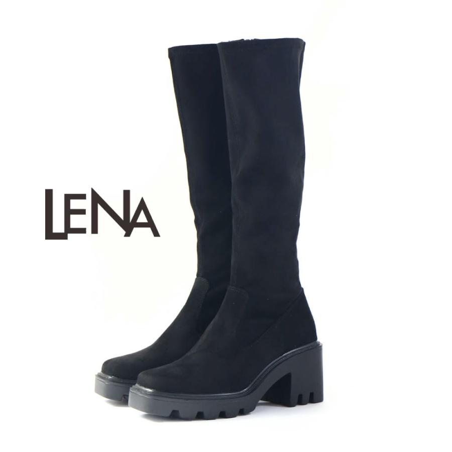Lena（レナ） レディース ブーツ スクエアトゥ厚底ストレッチロング