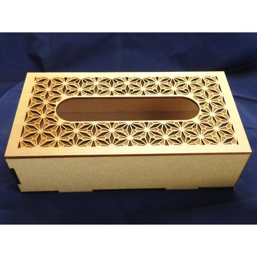 伝統文様ティッシュボックス 木製 輪違麻の葉 北斎桜割 北斎