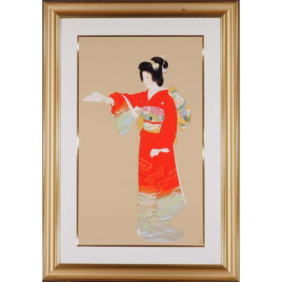 7162 絵画 日本画 シルクスクリーン 「序の舞」 271/300 20号 人物画 京都 【アイテム】 鈴木松年に師事 在銘