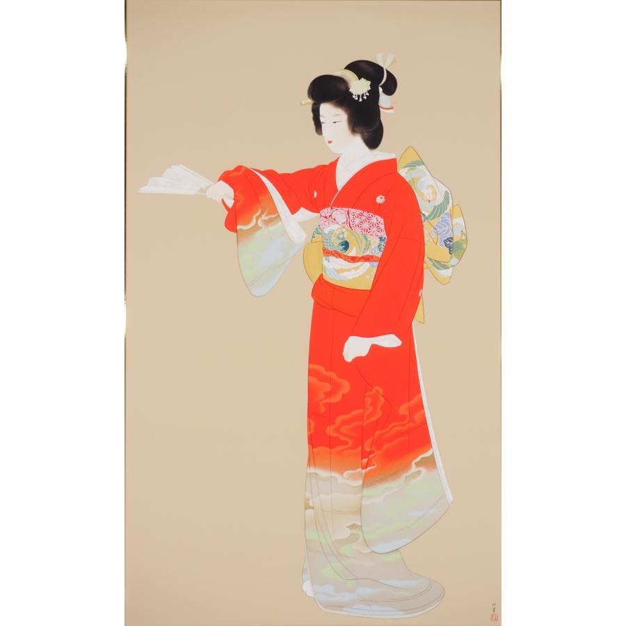 7162 絵画 日本画 シルクスクリーン 「序の舞」 271/300 20号 人物画 京都 【アイテム】 鈴木松年に師事 在銘