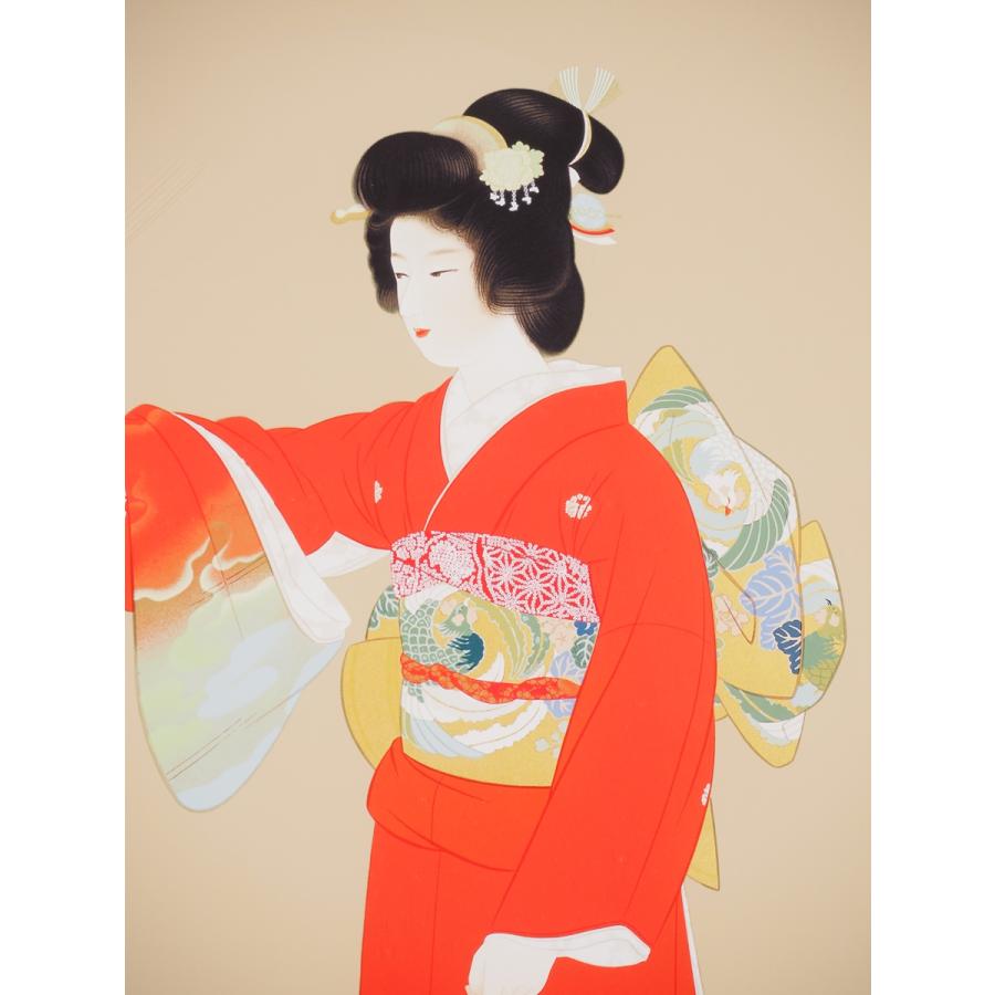 7162 絵画 日本画 シルクスクリーン 「序の舞」 271/300 20号 人物画 京都 【アイテム】 鈴木松年に師事 在銘