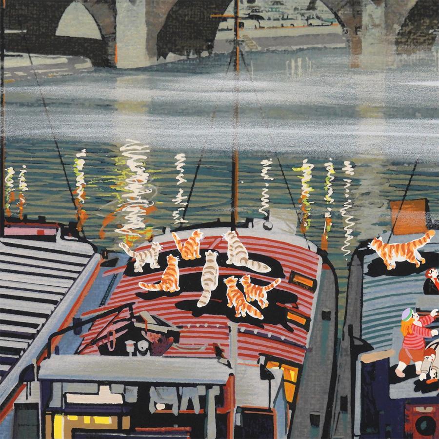 ヒロ・ヤマガタ ムーングロウ2 風景画 作家直筆サイン 作品解説 猫 犬  