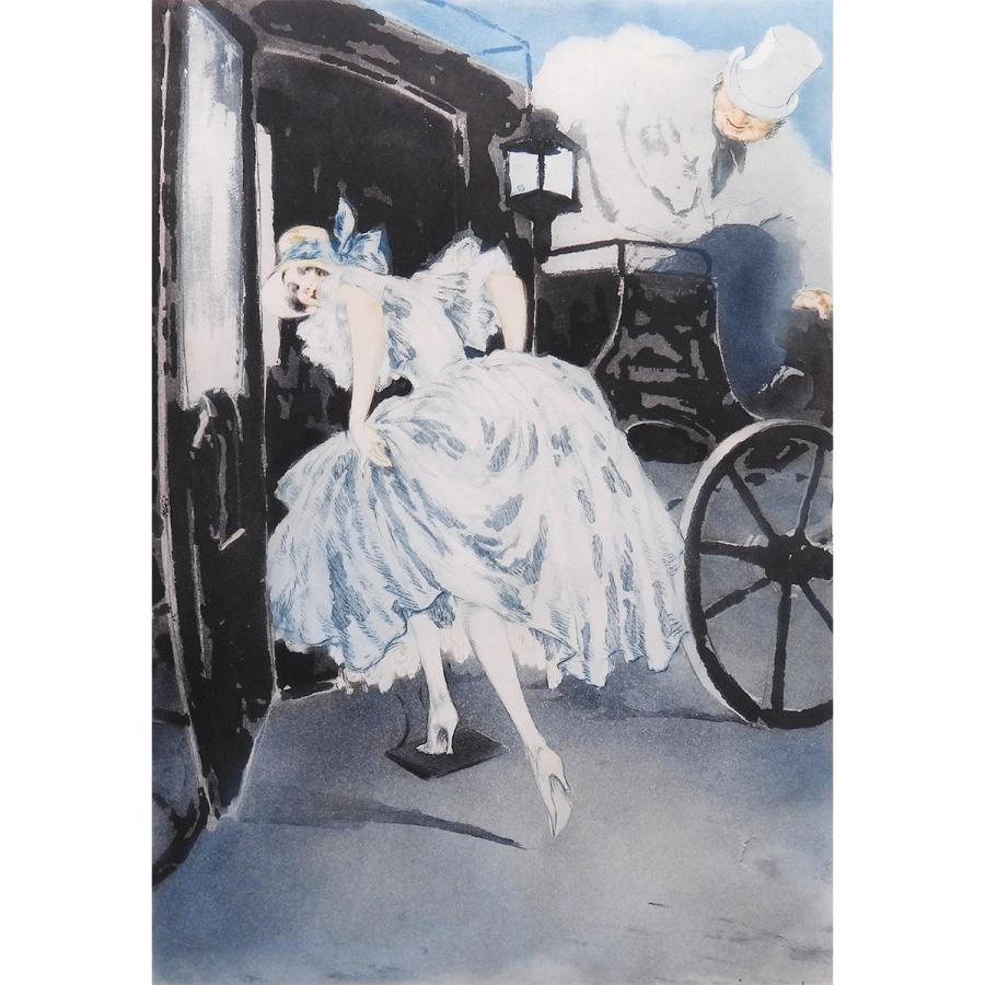 ルイ・イカール ご出発 人物画 女性像 美人画 馬車 アート インテリア 作家直筆サイン 版画 絵画 真作保証 最終値下げ |  | 01