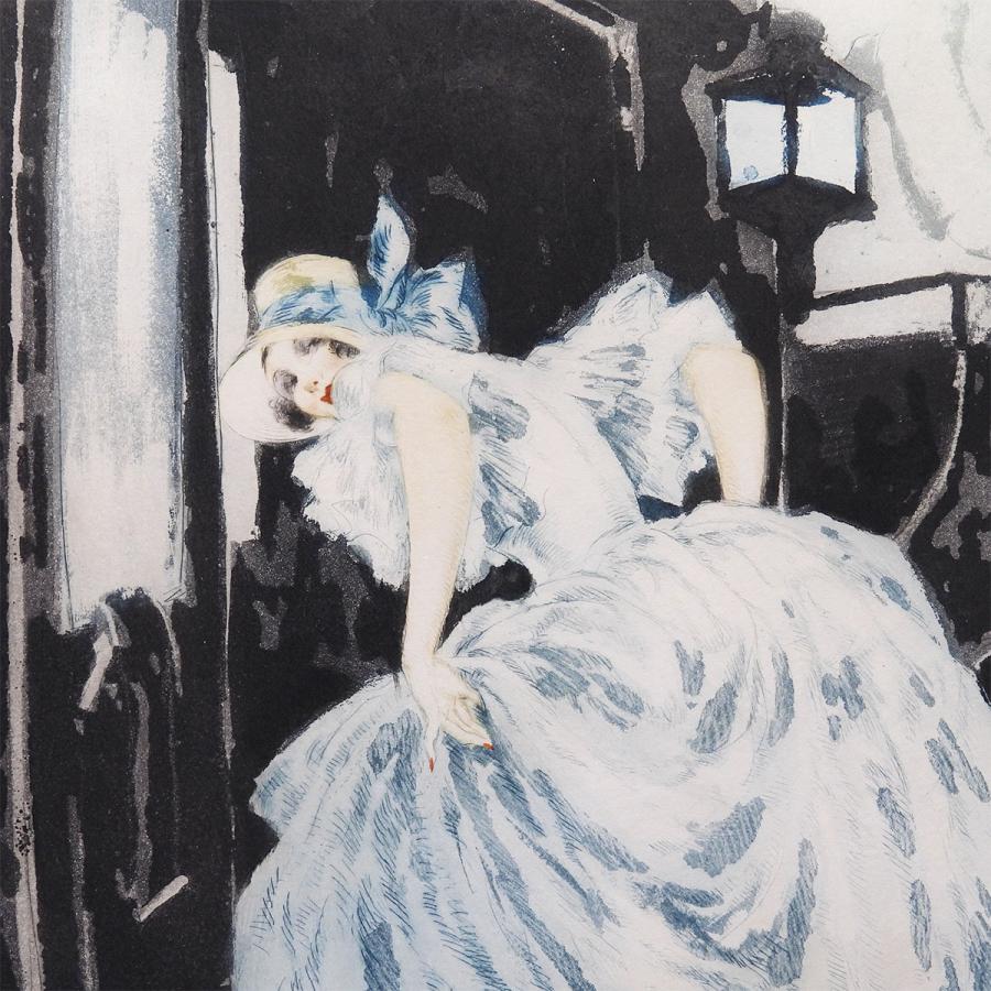 ルイ・イカール ご出発 人物画 女性像 美人画 馬車 アート インテリア 作家直筆サイン 版画 絵画 真作保証 最終値下げ |  | 05