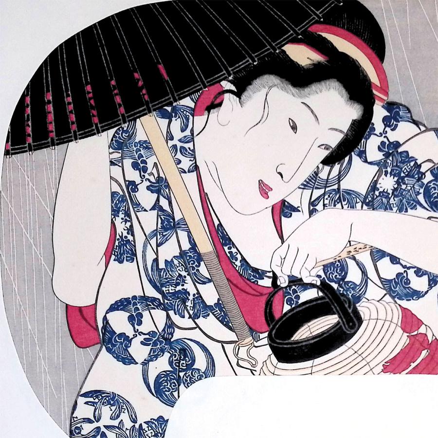 歌川国芳 十日の雨 浮世絵 木版画 人物画 美人画 女性像 風俗画 団扇絵 解説付き 提灯 夜 更紗文 アート アダチ版画 復刻 絵画 最終値下 |  | 02