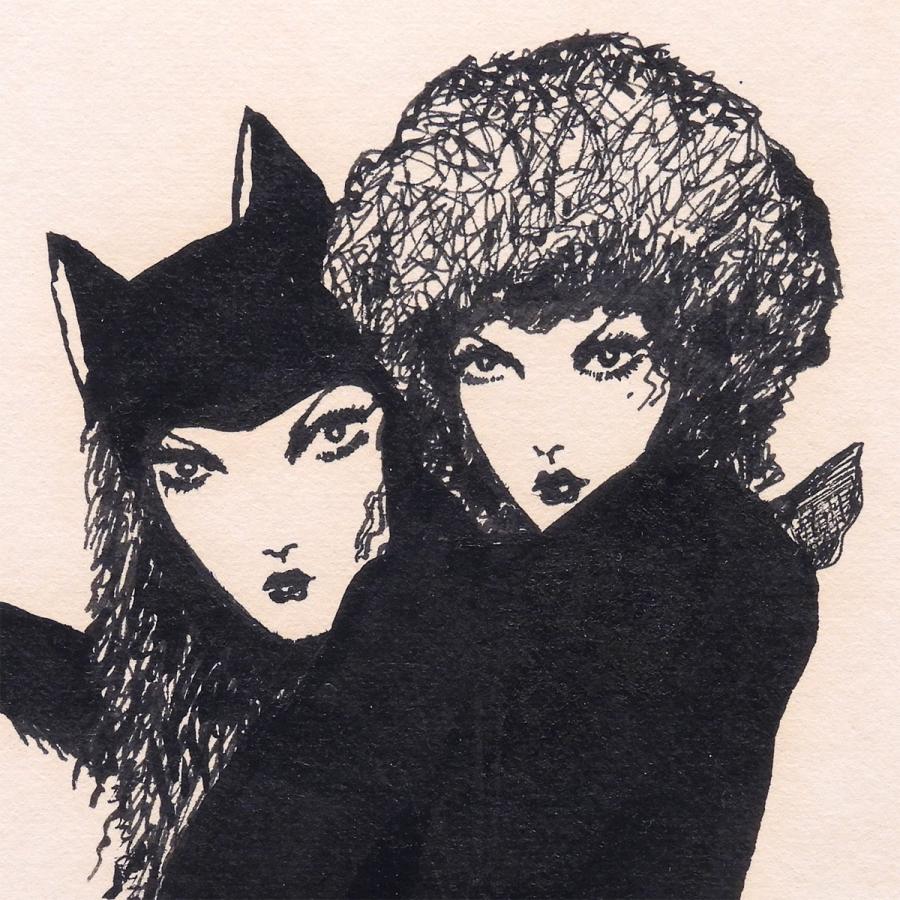 金子國義 女性像 紙にインク 人物画 美人画 超人気作家 1点物 オリジナル 猫 帽子 アート インテリア 原画 絵画 真作保証 値下げ交渉可能 |  | 05