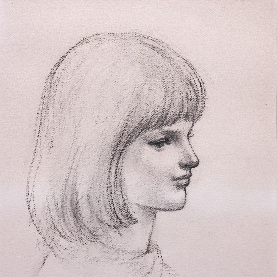 舟越保武 女の顔 紙にコンテ 人物画 女性像 美人画 彫刻家 デッサン クロッキー 作品解説あり アート 原画 絵画 真作保証 値下げ交渉可能 |  | 03