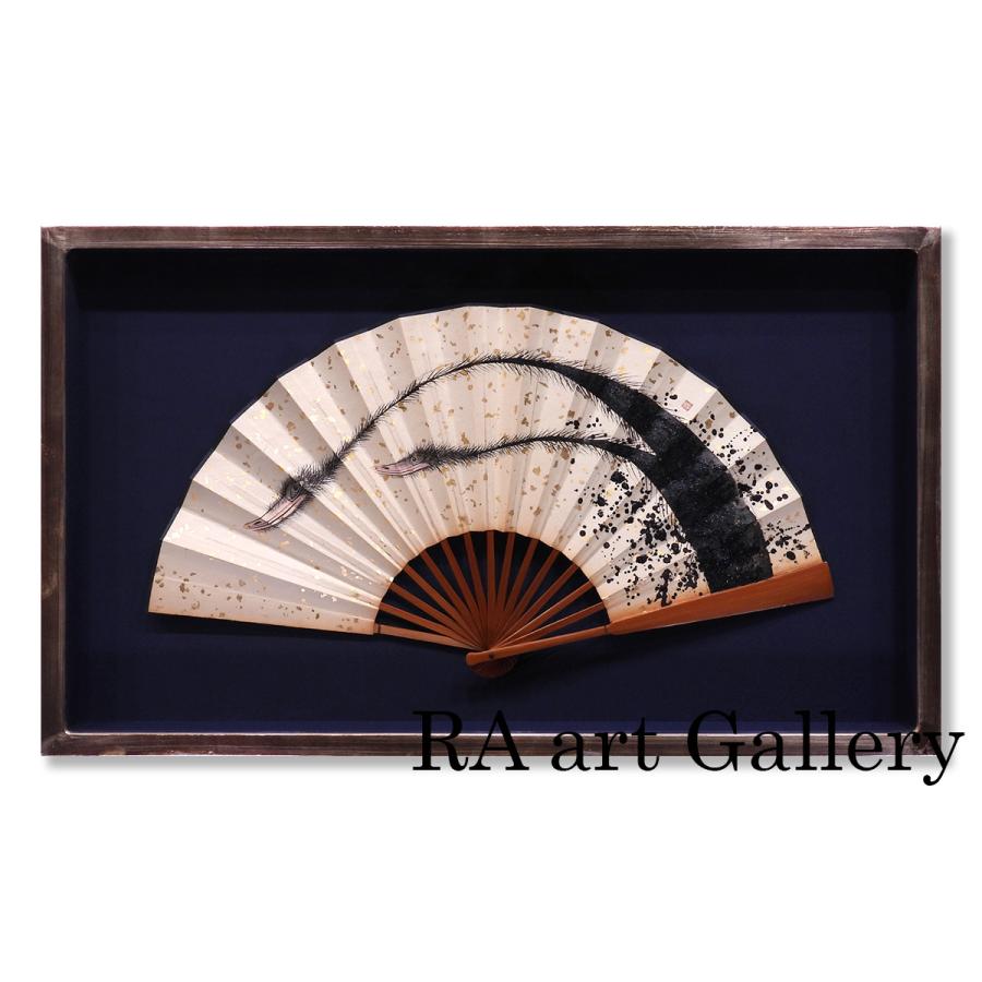 福井江太郎  扇面に彩色 動物画 共シール 駝鳥 ダチョウ 鳥 縁起物 現代アート インテリア 扇子 原画 日本画 絵画 真作保証 値下げ交渉可能 | 