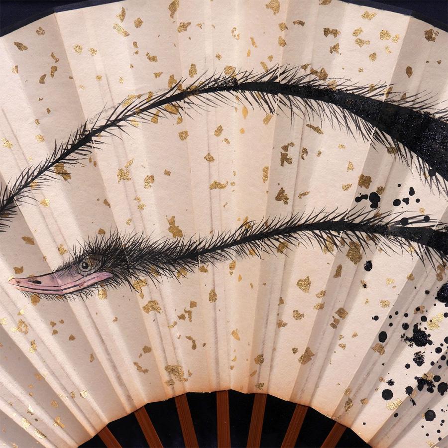 福井江太郎  扇面に彩色 動物画 共シール 駝鳥 ダチョウ 鳥 縁起物 現代アート インテリア 扇子 原画 日本画 絵画 真作保証 値下げ交渉可能 |  | 04