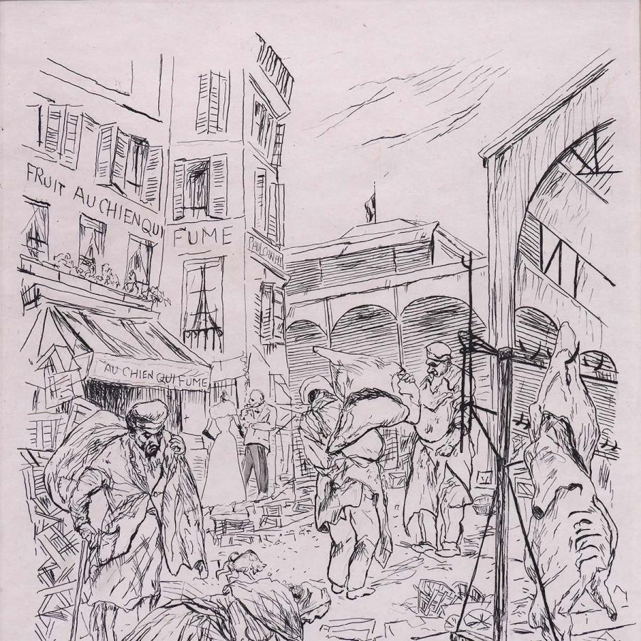 藤田嗣治 マラルメ市場:魅せられし河より 風景画 銅版画 中央市場 風俗画 レゾネ掲載 解説付 1951年 アート 絵画 真作保証 |  | 02