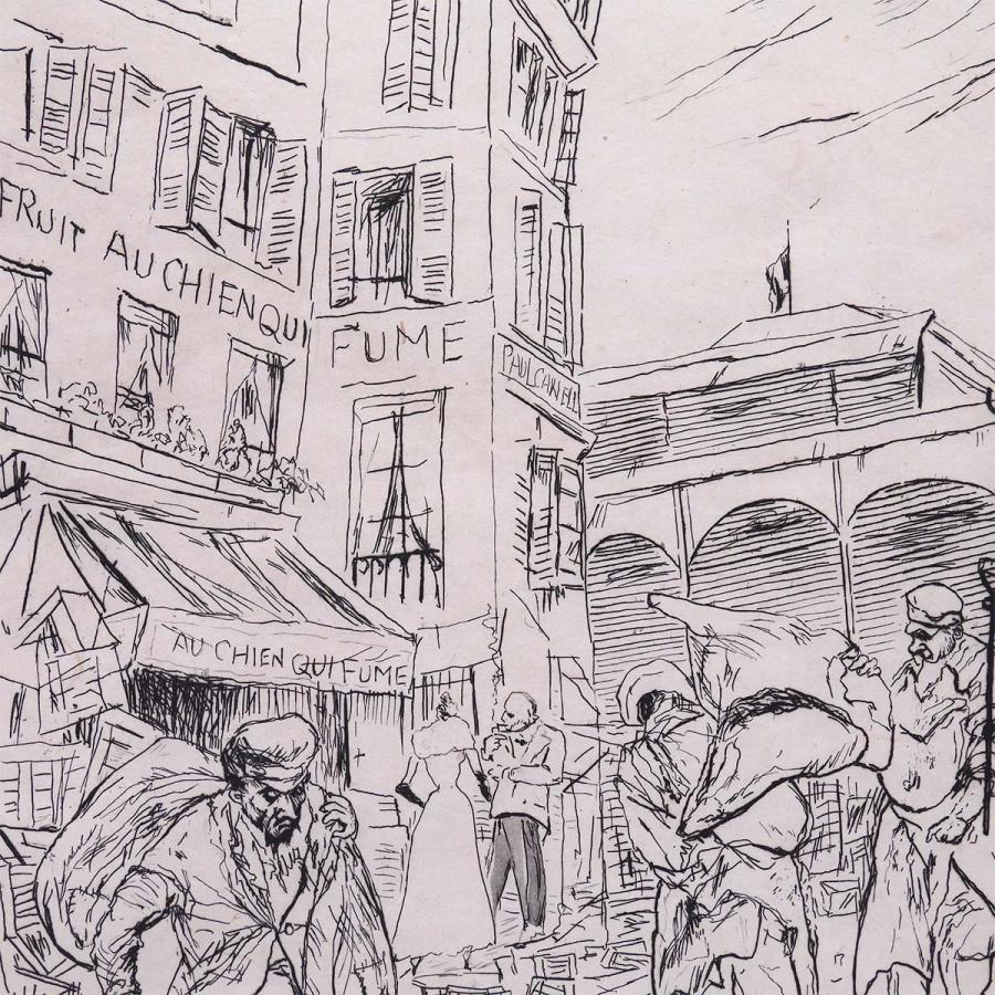 藤田嗣治 マラルメ市場:魅せられし河より 風景画 銅版画 中央市場 風俗画 レゾネ掲載 解説付 1951年 アート 絵画 真作保証 |  | 05