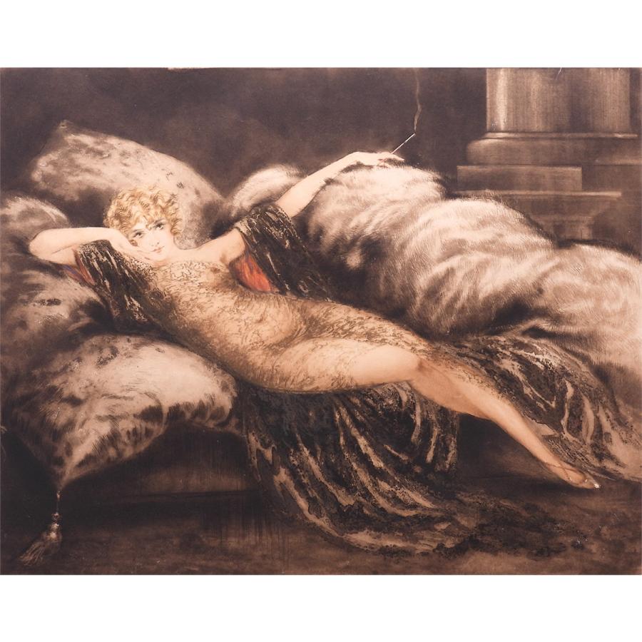 ルイ・イカール 瞑想 人物画 女性像 美人画 煙草 エロス 裸婦 作家直筆サイン 1月11日まで展示 アート 版画 絵画 真作保証 |  | 01