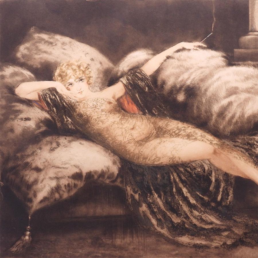 ルイ・イカール 瞑想 人物画 女性像 美人画 煙草 エロス 裸婦 作家直筆サイン 1月11日まで展示 アート 版画 絵画 真作保証 |  | 03