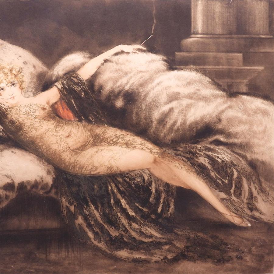 ルイ・イカール 瞑想 人物画 女性像 美人画 煙草 エロス 裸婦 作家直筆サイン 1月11日まで展示 アート 版画 絵画 真作保証 |  | 04