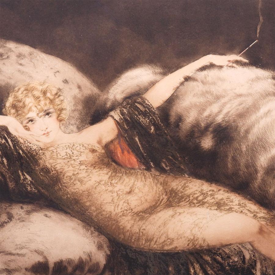ルイ・イカール 瞑想 人物画 女性像 美人画 煙草 エロス 裸婦 作家直筆サイン 1月11日まで展示 アート 版画 絵画 真作保証 |  | 07