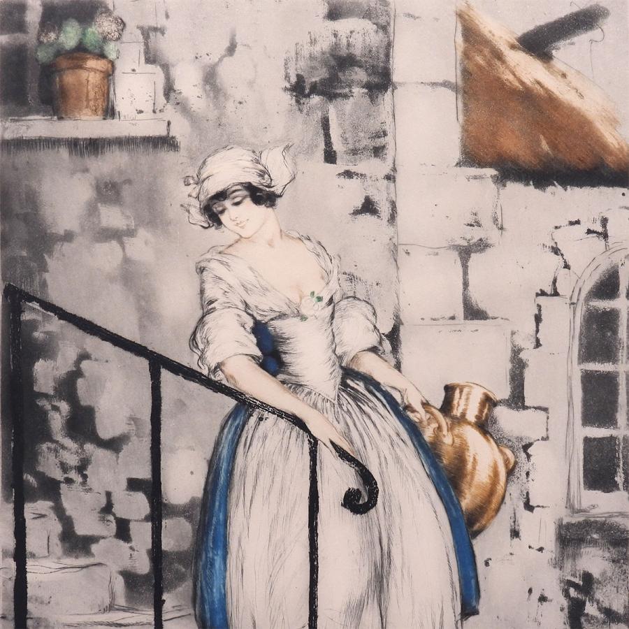 ルイ・イカール ミルクメイド 人物画 女性像 黒猫 美人画 動物画 階段 1月11日まで展示 作家直筆サイン 版画 絵画 真作保証 |  | 03
