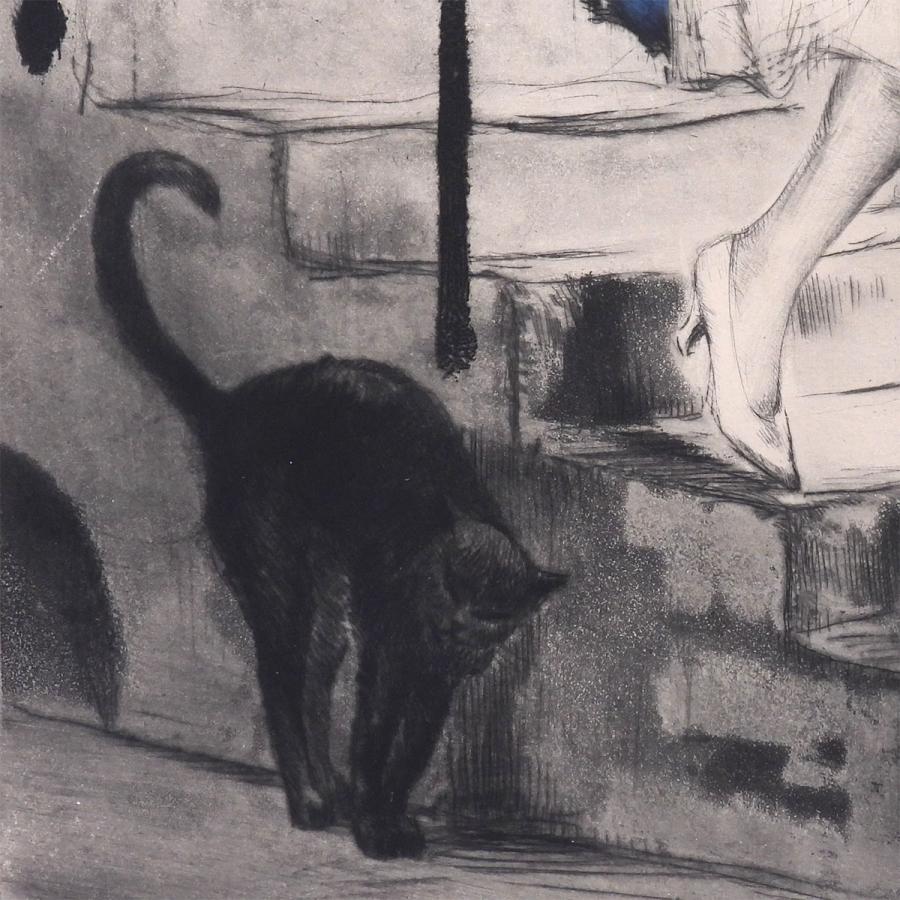 ルイ・イカール ミルクメイド 人物画 女性像 黒猫 美人画 動物画 階段 1月11日まで展示 作家直筆サイン 版画 絵画 真作保証 |  | 06