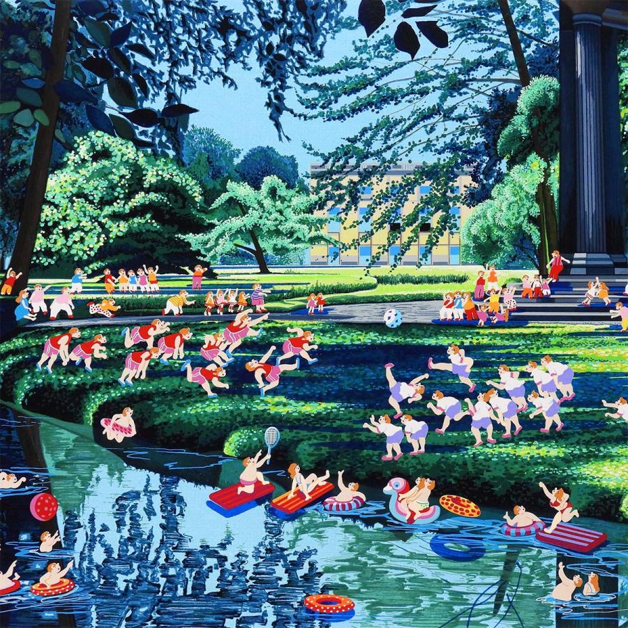 ヒロ・ヤマガタ フットボール 風景画 作家直筆サイン サッカー 猫 解説付き シルクスクリーン アート 版画 絵画 真作保証 値下げ交渉可能 |  | 04