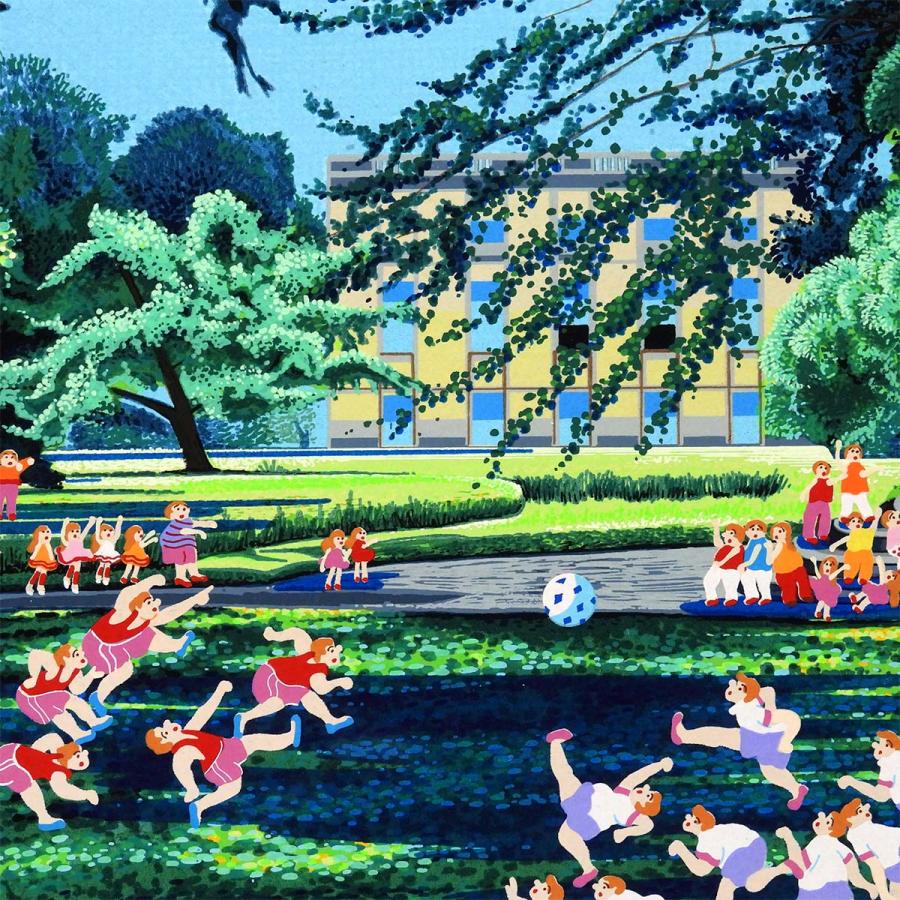 ヒロ・ヤマガタ フットボール 風景画 作家直筆サイン サッカー 猫 解説付き シルクスクリーン アート 版画 絵画 真作保証 値下げ交渉可能 |  | 05