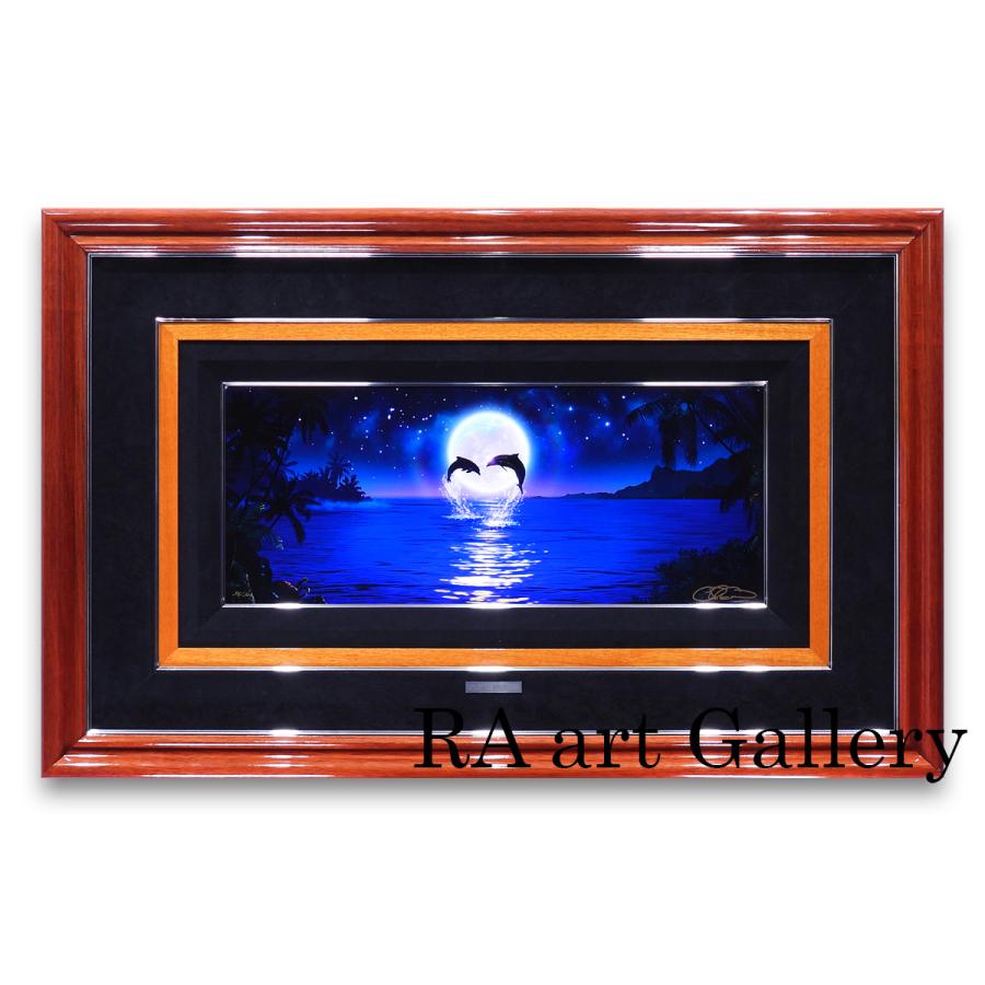 ラッセン ミスティックライトツインズ 動物画 版画手彩 ダイヤ3個付 作家直筆サイン イルカ マリンアート 美品 絵画 真作 値下げ交渉可能 | 