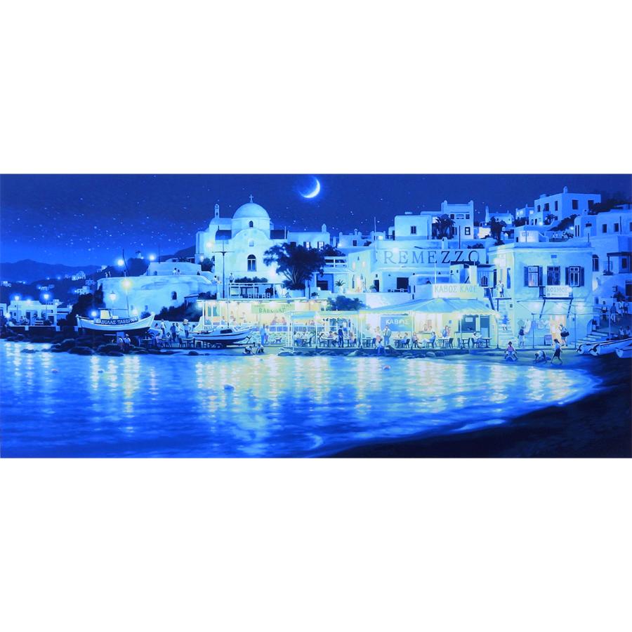 笹倉鉄平 月光浴 風景画 作家直筆サイン 夜景 月 海 代表作 ギリシャ ミコノス 解説 シルクスクリーン 版画 絵画 真作保証 値下げ交渉可能 |  | 01