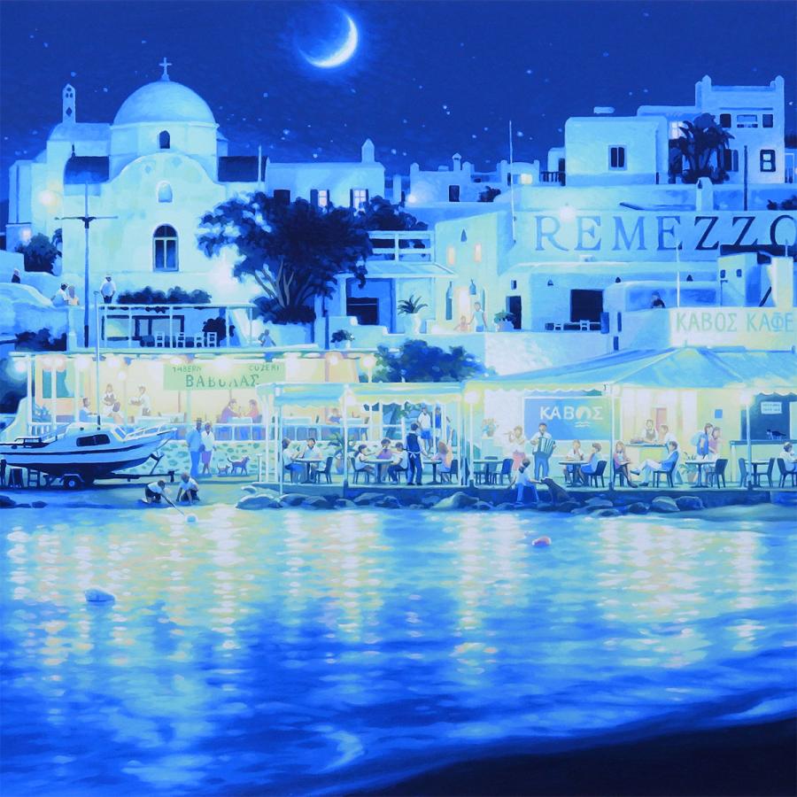 笹倉鉄平 月光浴 風景画 作家直筆サイン 夜景 月 海 代表作 ギリシャ ミコノス 解説 シルクスクリーン 版画 絵画 真作保証 値下げ交渉可能 |  | 04