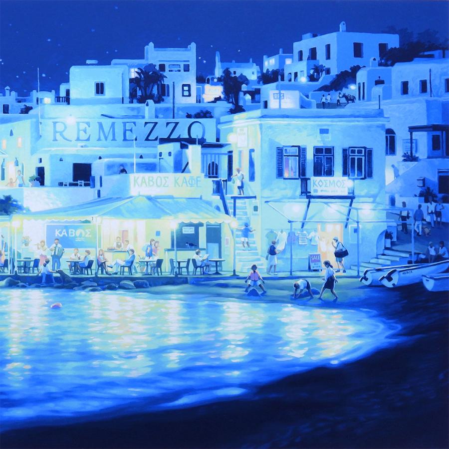 笹倉鉄平 月光浴 風景画 作家直筆サイン 夜景 月 海 代表作 ギリシャ ミコノス 解説 シルクスクリーン 版画 絵画 真作保証 値下げ交渉可能 |  | 05