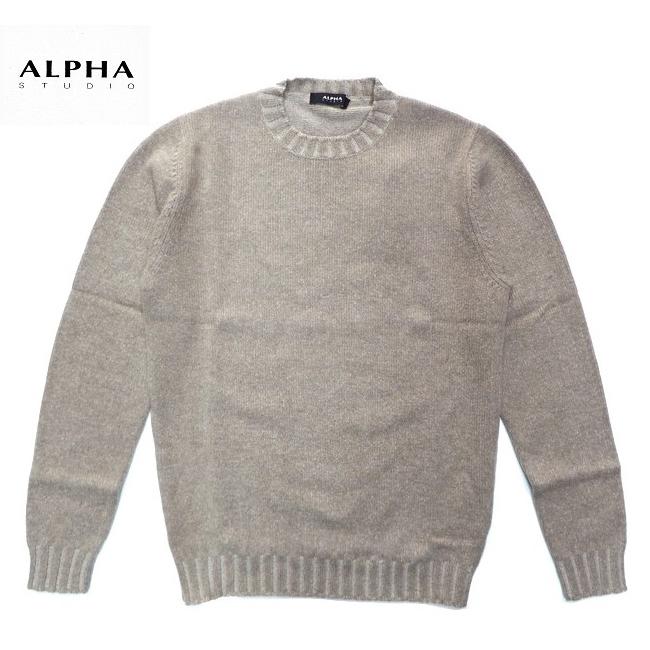 ALPHA STUDIO(アルファ スタジオ) ウォッシュド加工 カシミヤ混 クルー 