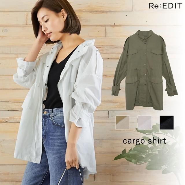 シャツ レディース チュニック丈 カーゴシャツ ミリタリー ブルゾン ジャンパー 羽織り ライトアウター Reedit リエディ 通販 Yahoo ショッピング