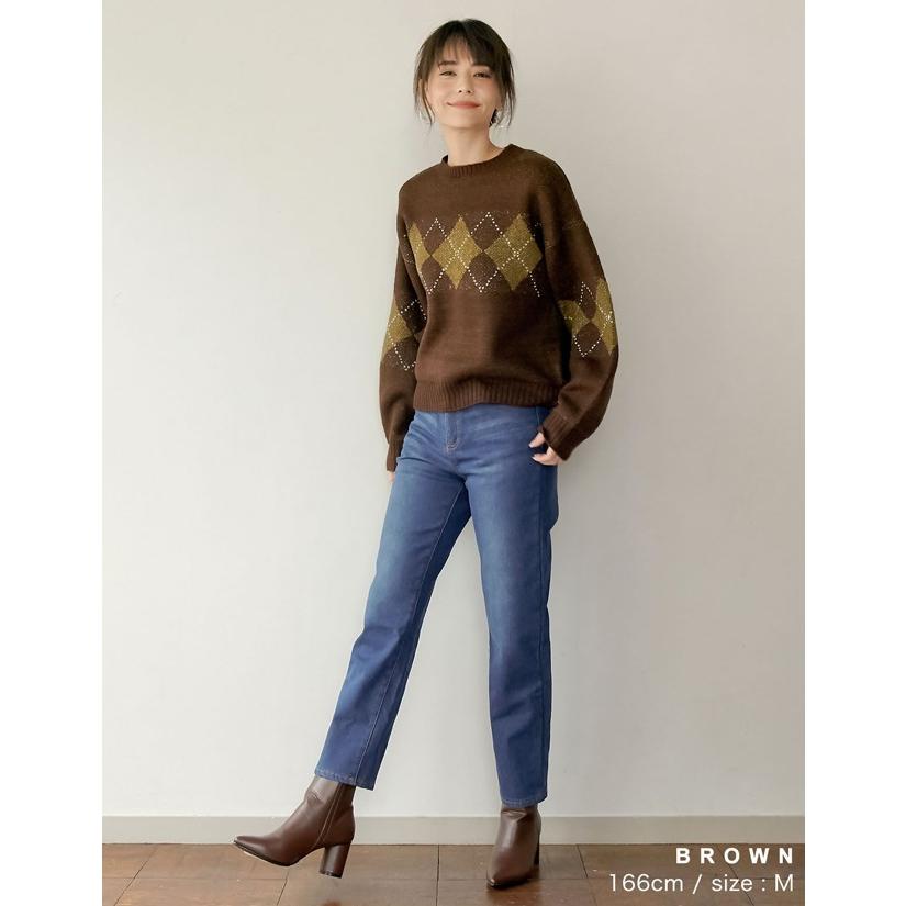トップス レディース ニット セーター アーガイル柄 アーガイル模様 ひし形 長袖 1309 Reedit リエディ 通販 Yahoo ショッピング