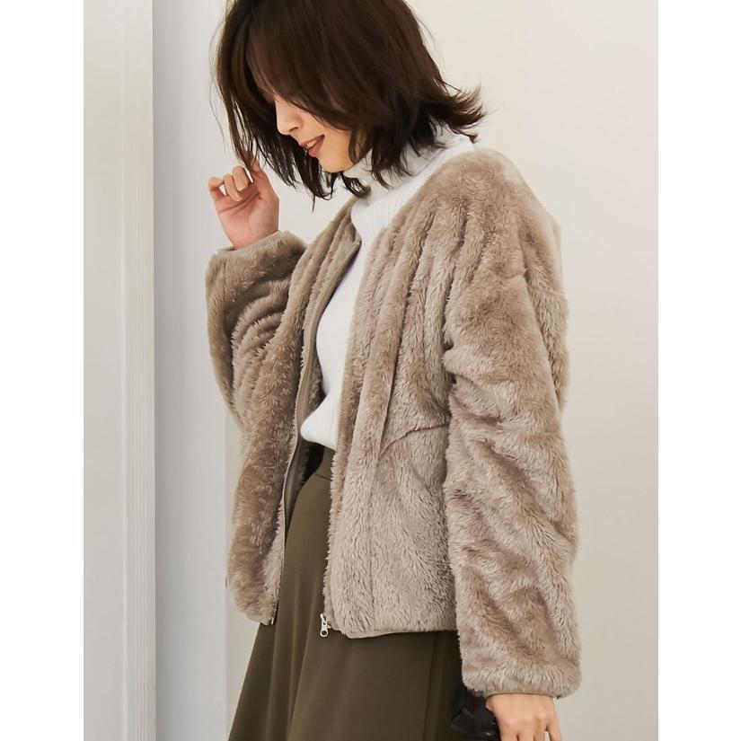 ジャケット レディース シェルパフリース アウター ノーカラー ファーコート カラー Reedit リエディ 通販 Yahoo ショッピング