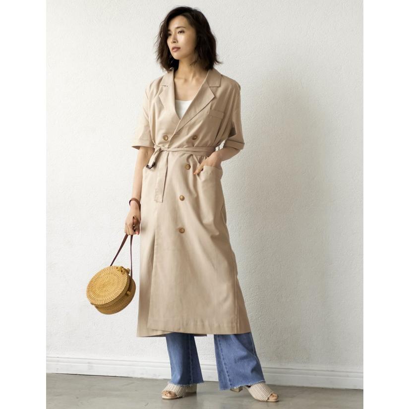 サマーセール ワンピース レディース コート 半袖 トレンチ風 ワンピ風 リネン混夏 Reedit リエディ 通販 Yahoo ショッピング