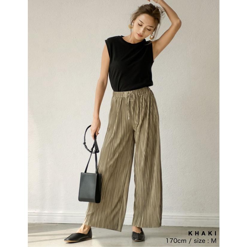 入荷済 パンツ レディース ストレートパンツ セミワイド ウエストゴム リラックスパンツ ランダムプリーツ サテン 美脚シルエット 秋 冬 1357 Reedit リエディ 通販 Yahoo ショッピング