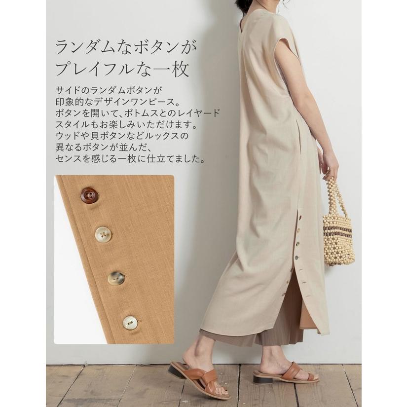 ワンピース レディース ロングワンピース サイドボタン ランダムボタン 半袖 低身長向け 春色 春カラー Reedit リエディ 通販 Yahoo ショッピング