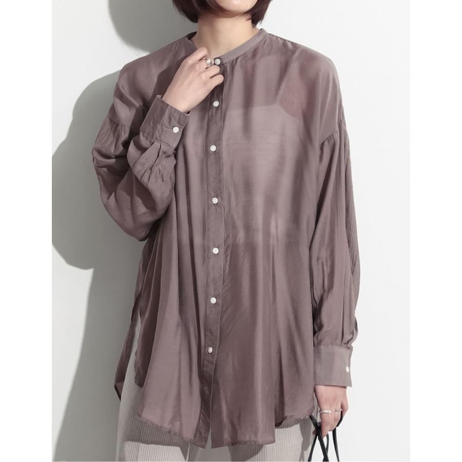 トップス レディース シャツ ブラウス シアー シースルー 透け感 上品 きれいめ レイヤード マオカラー Reedit リエディ 通販 Yahoo ショッピング