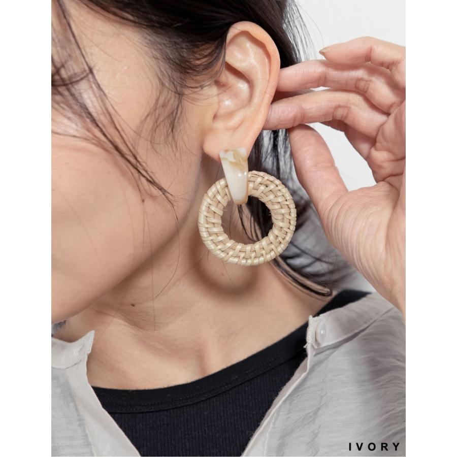 ピアス レディース サークルピアス ラタン 天然素材 ナチュラル マーブルストーン風 マーブル柄 アクセサリー 雑貨 小物 Reedit リエディ 通販 Yahoo ショッピング