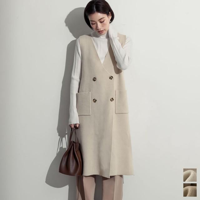 ニットベスト レディース ニットジレ サイドスリット ダブルボタン ジャガードニット 羽織り レイヤード Vネック 春色 春カラー 春先取り 春 Reedit リエディ 通販 Yahoo ショッピング