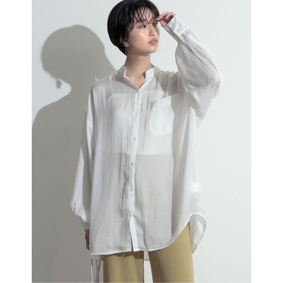 ブラウス レディース シアーシャツ 透けシャツ シャツ トップス 長袖 マオカラー 透け感 シアー素材 シースルー くすみカラー 春色 春カラー 春 Reedit リエディ 通販 Yahoo ショッピング