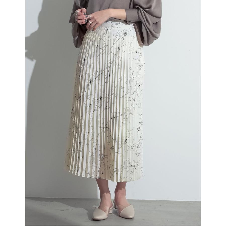 スプリングセール プリーツスカート レディース 総柄スカート 花柄スカート スカート 線画 フラワープリント 花柄 総柄 ロング丈 ミモレ丈 Reedit リエディ 通販 Yahoo ショッピング